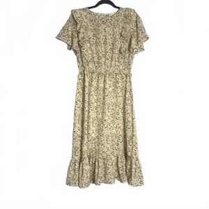 Sophie & Hailee Women's  Ditsy Floral Cottegecore  Midi Dress with Ruffle LARGE